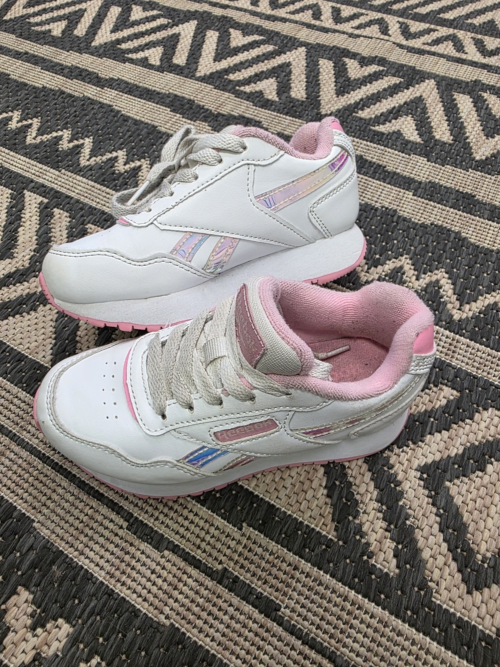 Kids White and Pink Athletic Sneakers - Comfort Lining